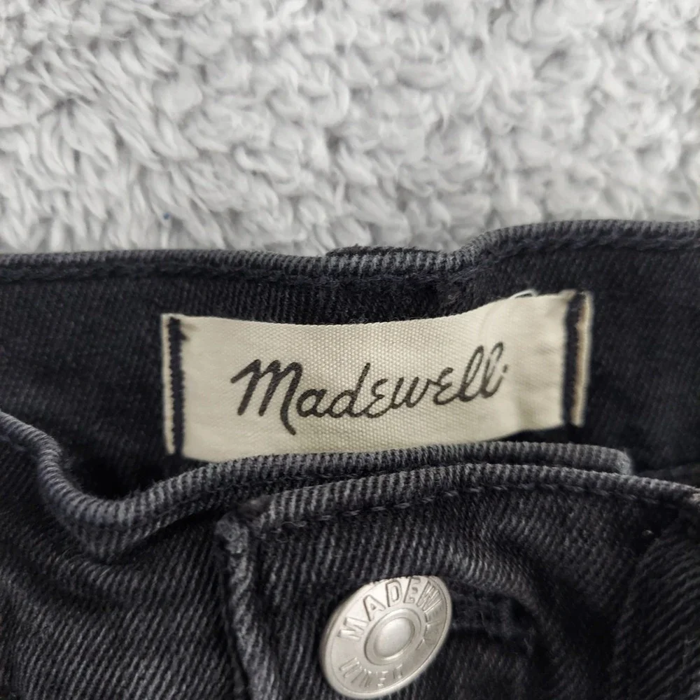 Madewell Denim Jean Shorts Women 26 Black High Rise Raw Hem Rolled Cuffed Cutoff